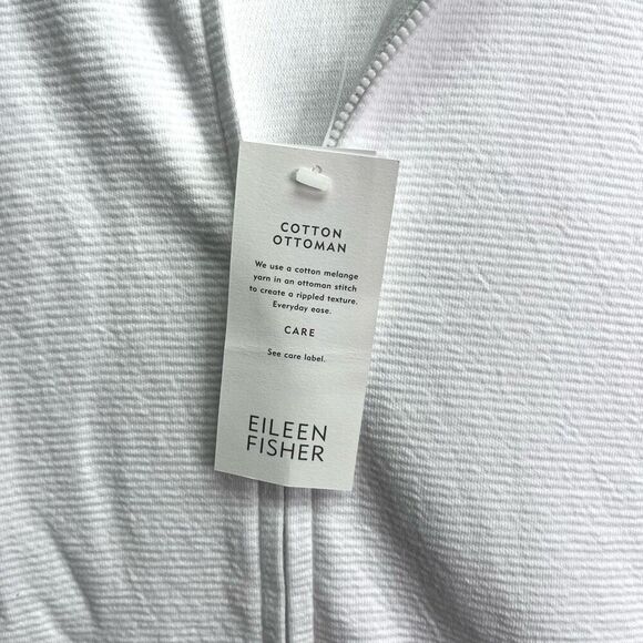 Eileen Fisher Jacket Women’s M White Cotton Ottoman Rippled Texture Full Zip Up - Picture 3 of 7